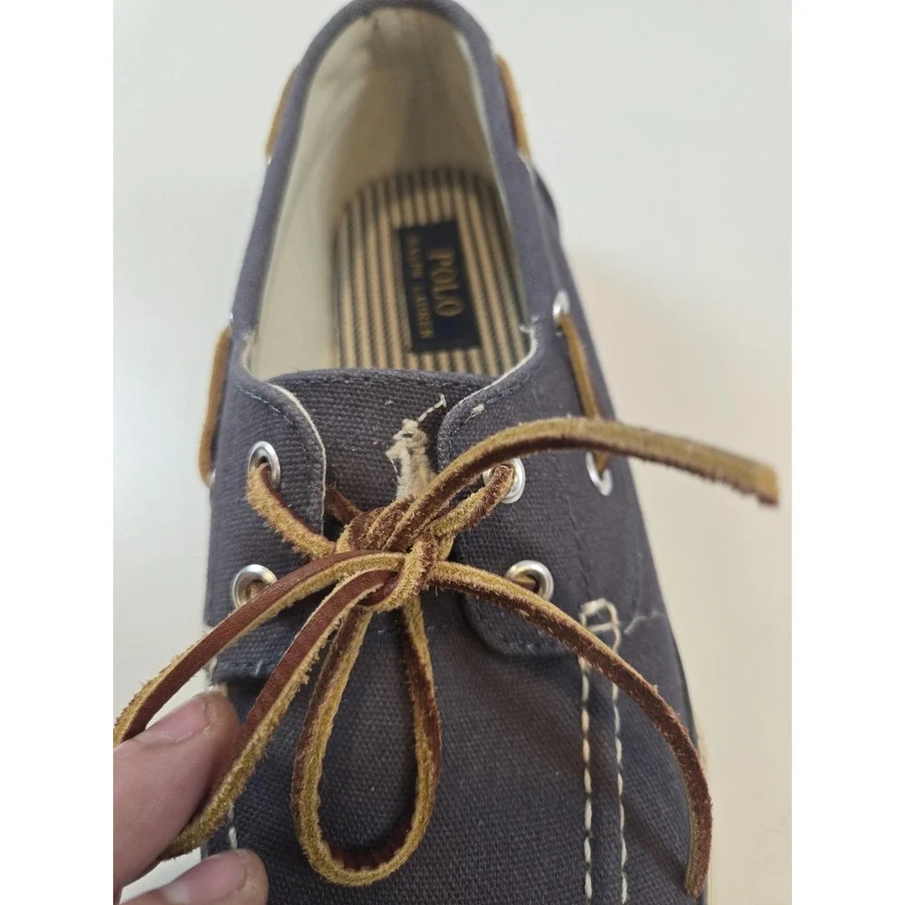 Polo by Ralph Lauren Mens Sander Sz 8.5 D Blue Canvas Slip On Loafer Boat Shoes